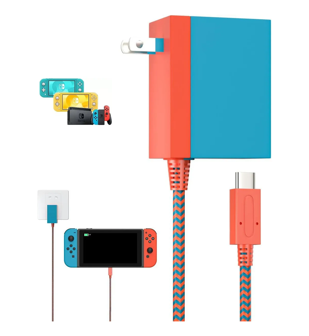 Cargador Rápido Para Nintendo Switch, Carga Usb-c, Y Segura Malubero
