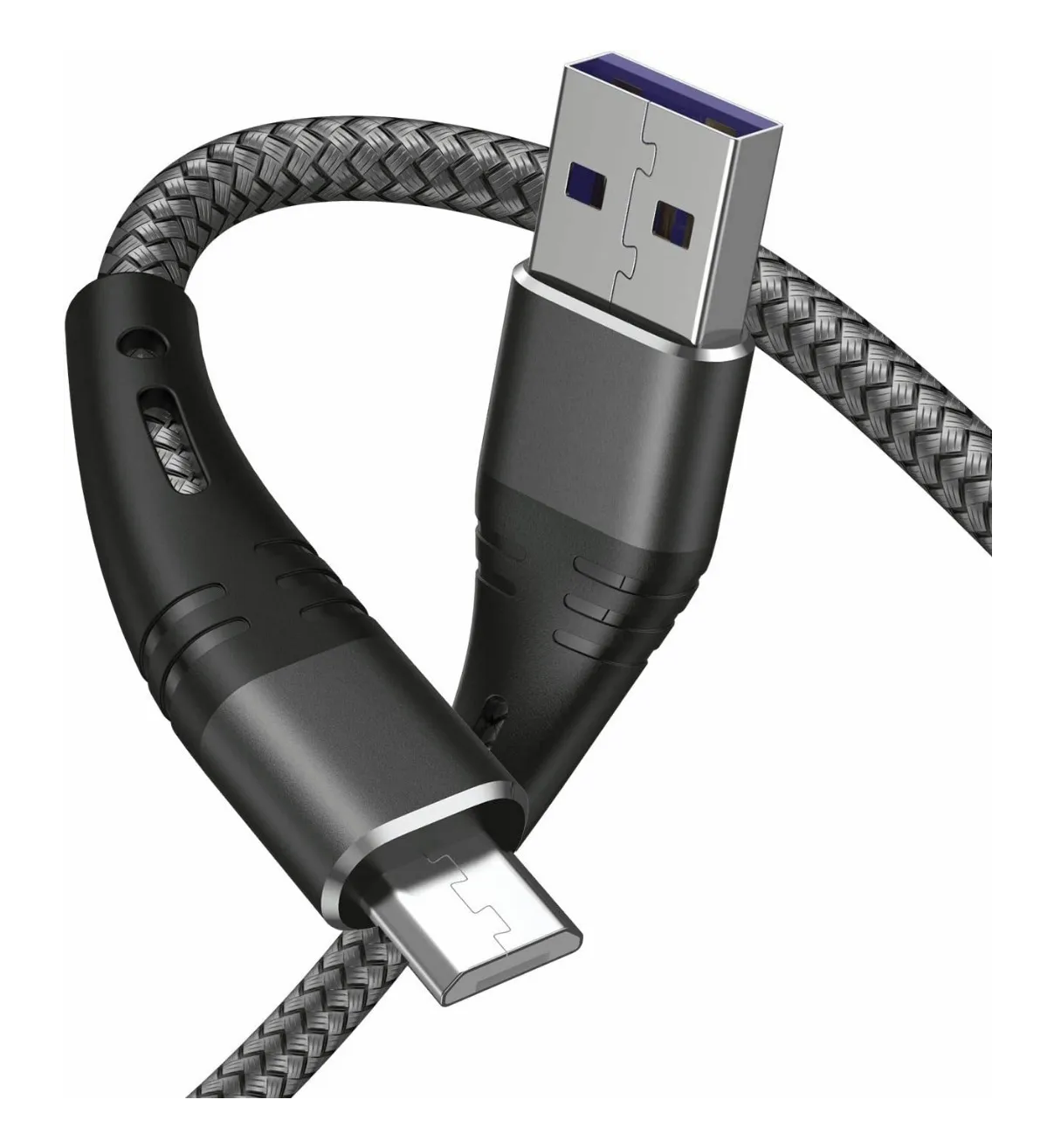 Cable V8 Micro Usb De Datos Malubero Carga Rápida 3 Metros 2pzs Negro