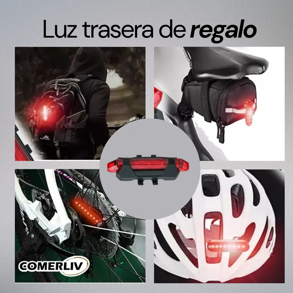 Lámpara LED para bicicleta 2 en 1 con linterna de mano impermeable recargable por USB con 4 modos de luz