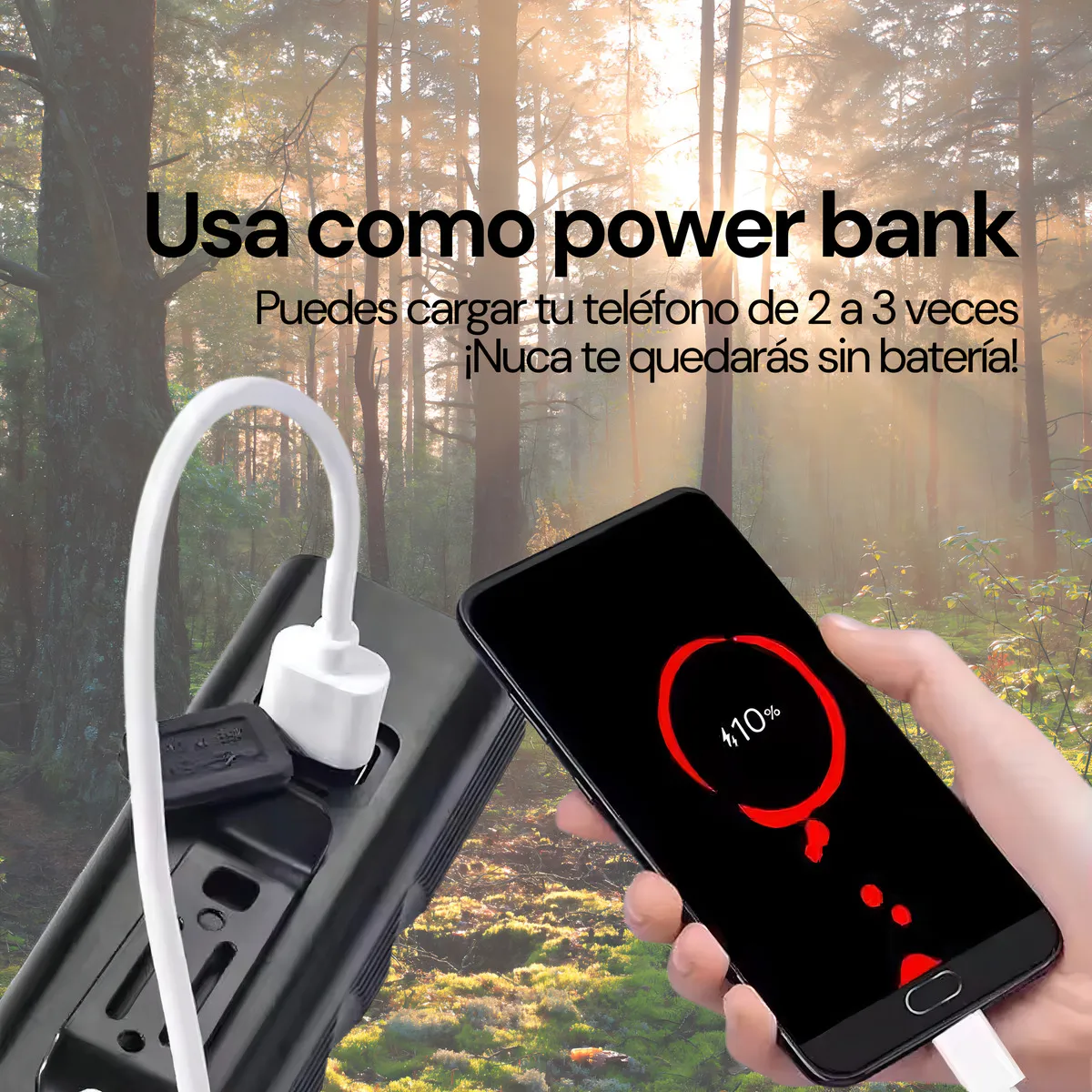 Lámpara LED para bicicleta 2 en 1 con linterna de mano impermeable recargable por USB con 4 modos de luz