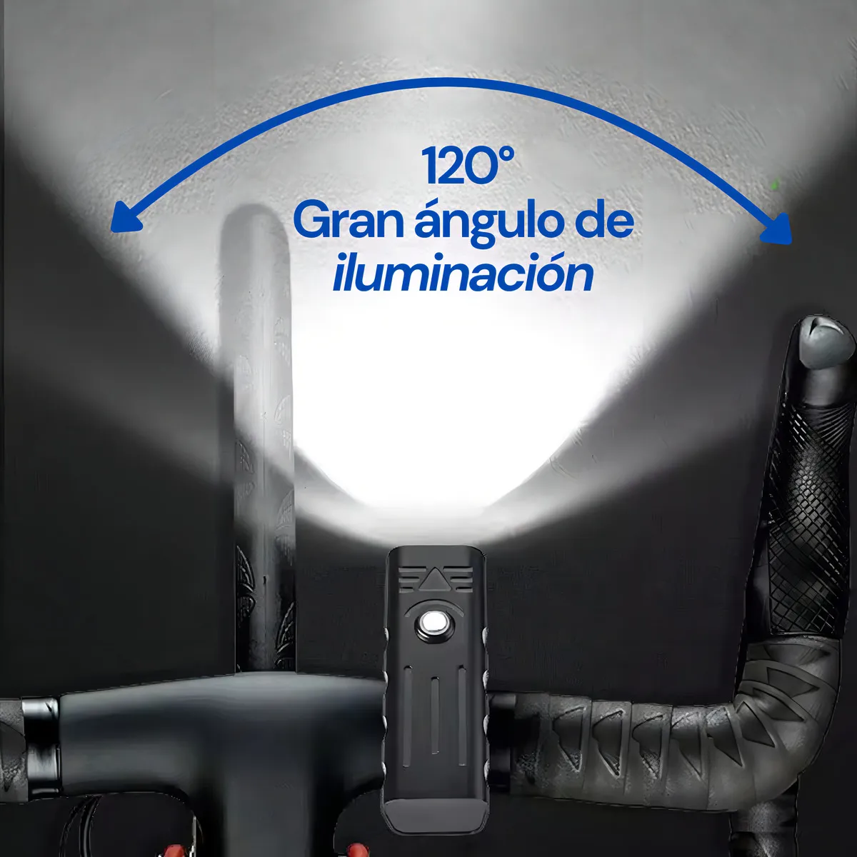 Lámpara LED para bicicleta 2 en 1 con linterna de mano impermeable recargable por USB con 4 modos de luz