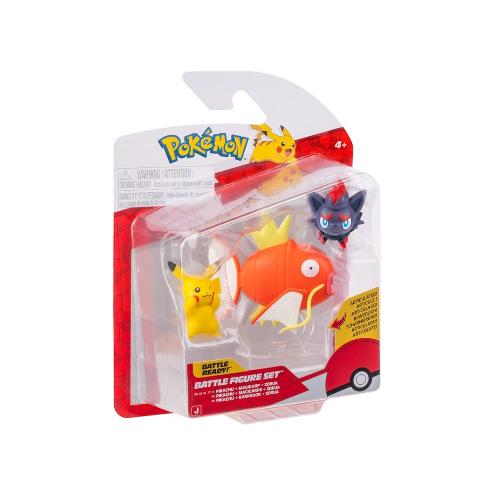 Pokémon Battle Figure Set - Pikachu, Magikarp y Zorua