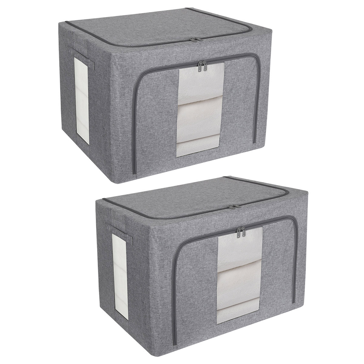 Caja Flexible de Almacenamiento Para Blancos , Set 2 piezas, Color Gris. AG BOX BLA02GN