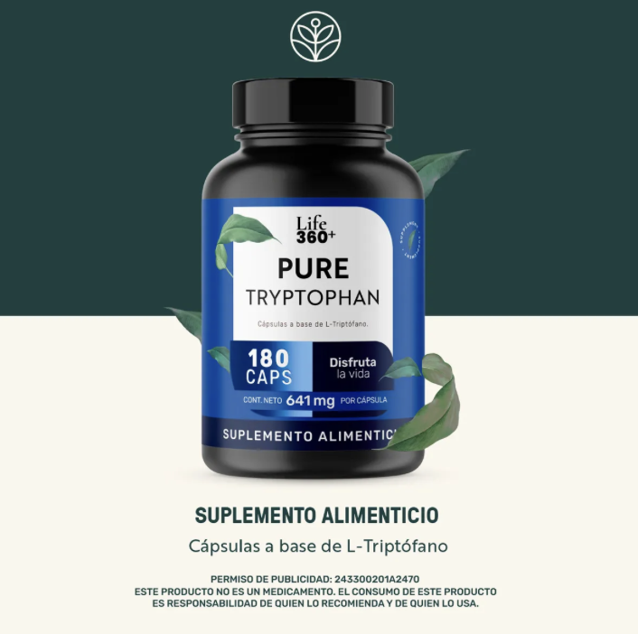 L-triptófano Life 360+ Pure Tryptophan 180 Cápsulas Sabor Sin sabor