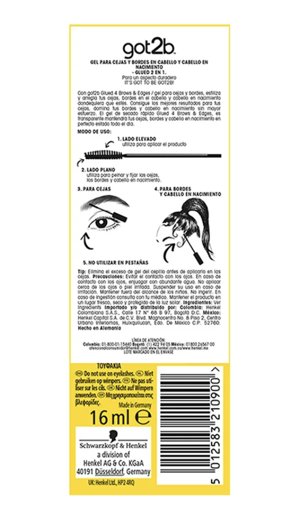 Got2b Glued Schwarzkopf Para Cejas Y Cabello Usa Imported