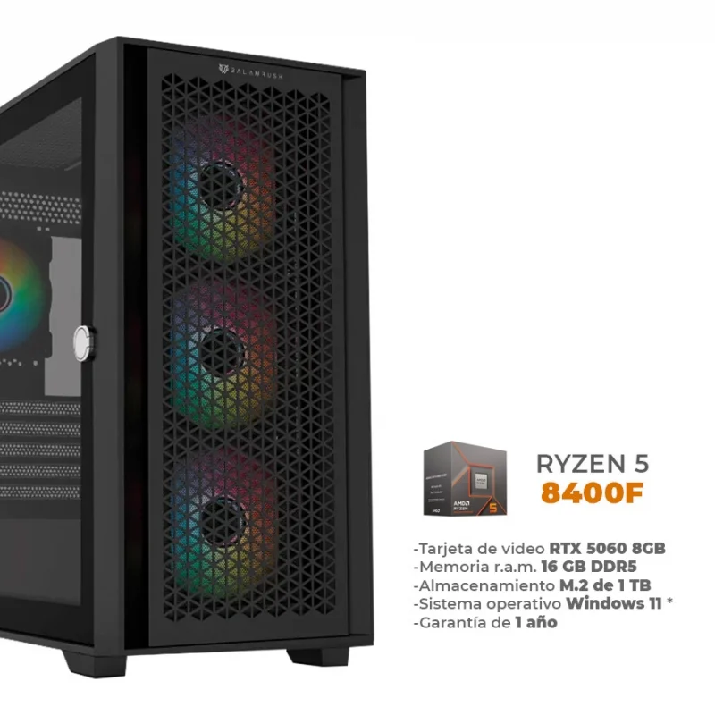 Nova - Ryzen 5 8400F, RTX 5060 8GB, 16GB DDR5, 1TB M.2 NVME, Wifi 6, BT