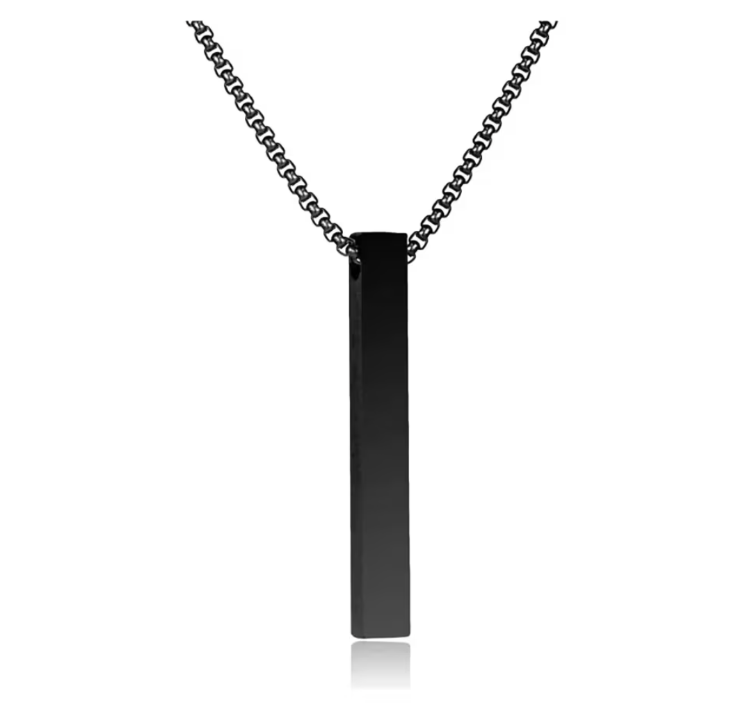 Collar Hombre Barra Rectangular Negra Prisma Cilindro Negro Para ...