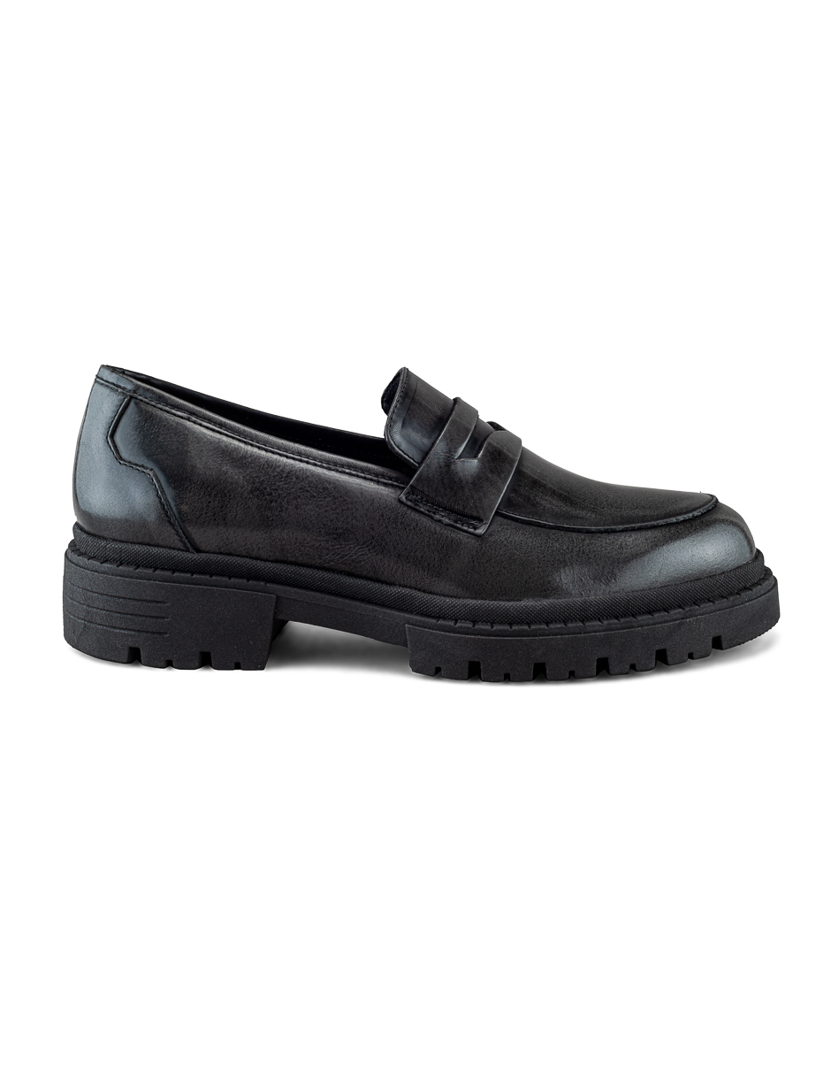 Mocasín En Piel Vacuno Gris Con Suela Chunky Para Hombre