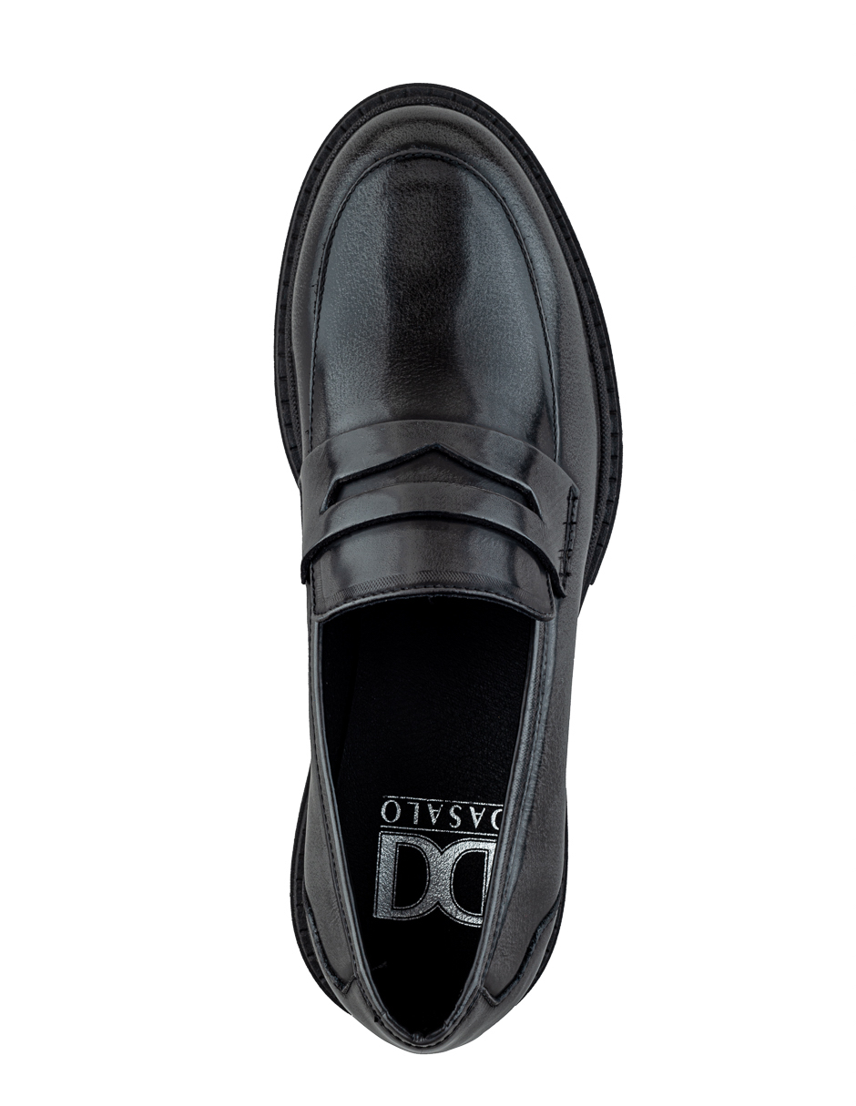 Mocasín En Piel Vacuno Gris Con Suela Chunky Para Hombre