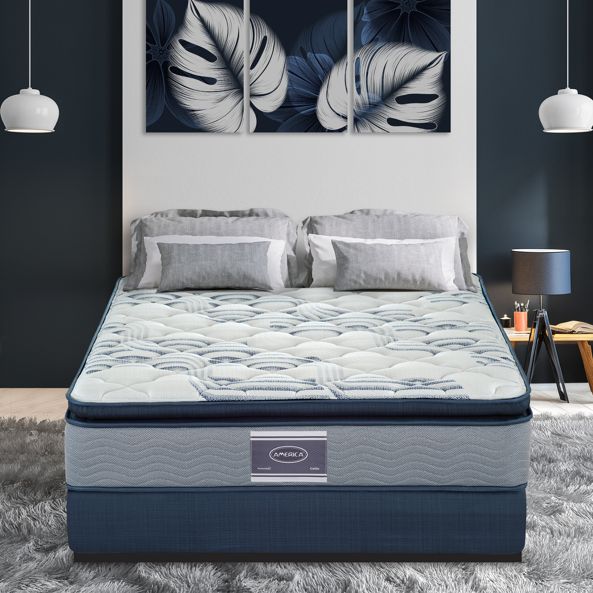 Colchón Matrimonial America CELTIC Colchoneta Pillow Top Resorte Infiniti Confort Medio Hipoalergénico