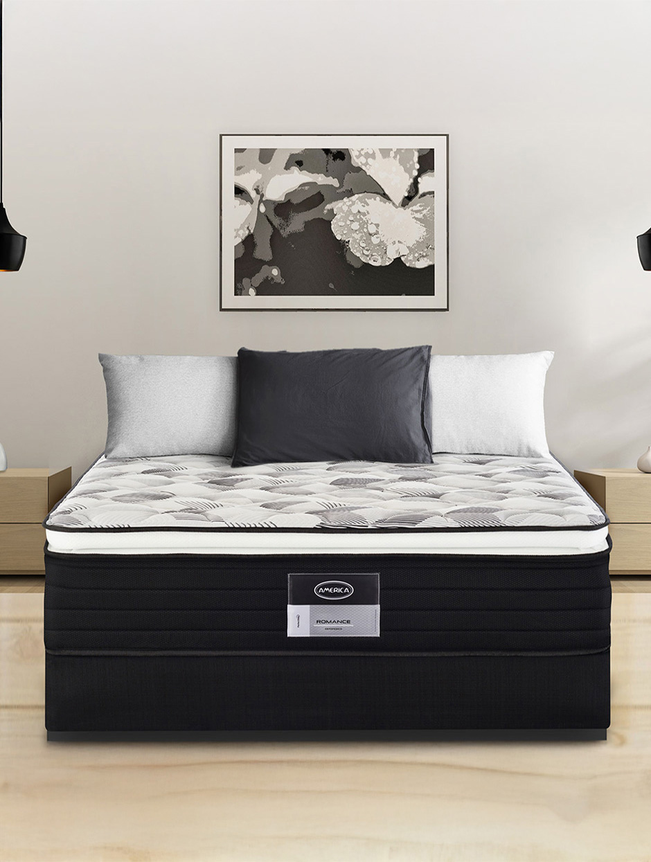 Colchón Matrimonial America Romance Resortes Infiniti Colchoneta Pillow Topo Confort Medio Hipoalergénico