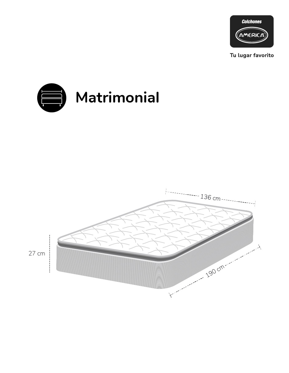 Colchón Matrimonial America Romance Resortes Infiniti Colchoneta Pillow Topo Confort Medio Hipoalergénico