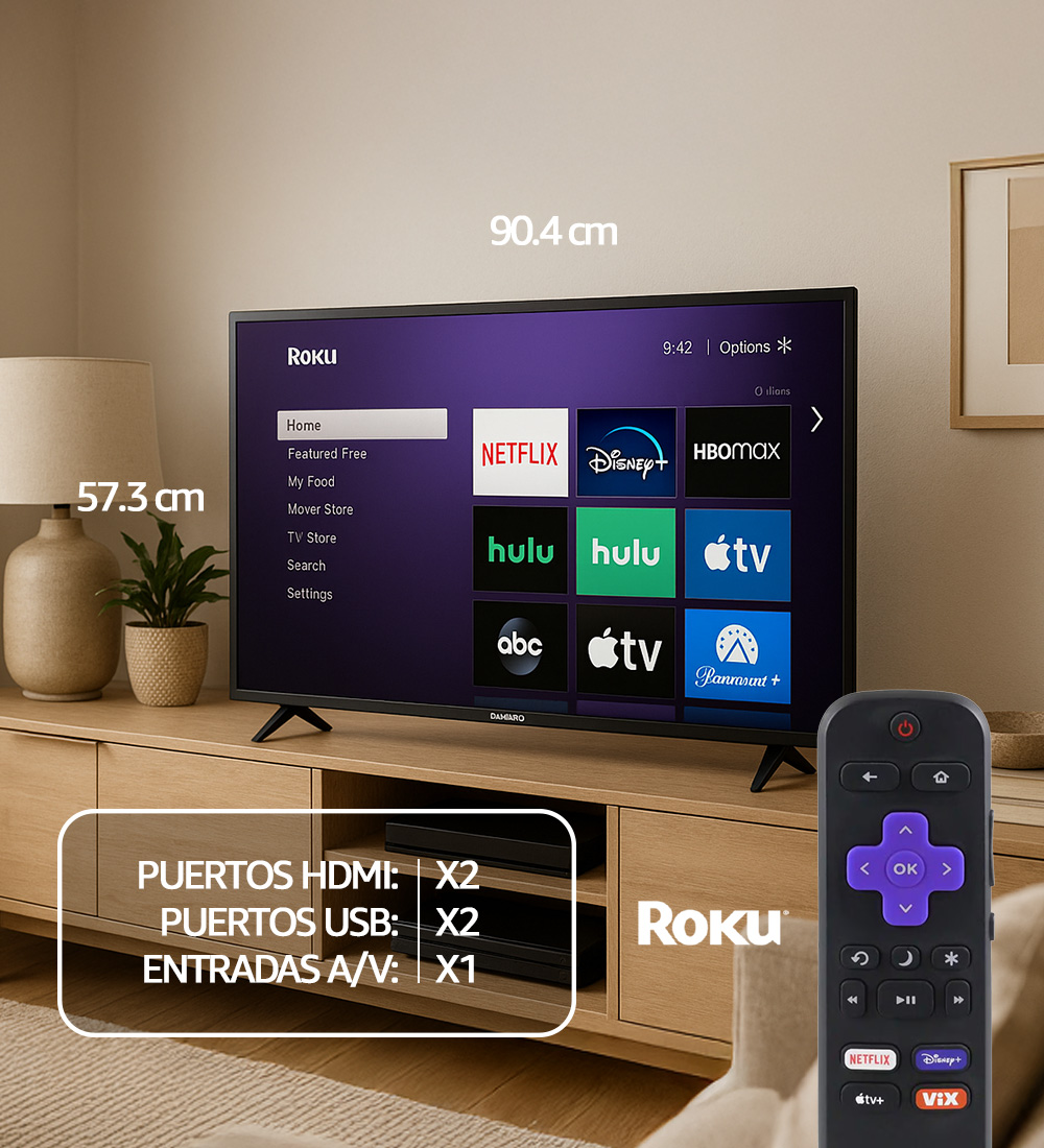Pantalla DAEWOO 40" LED FULL HD ROKU SMART TV