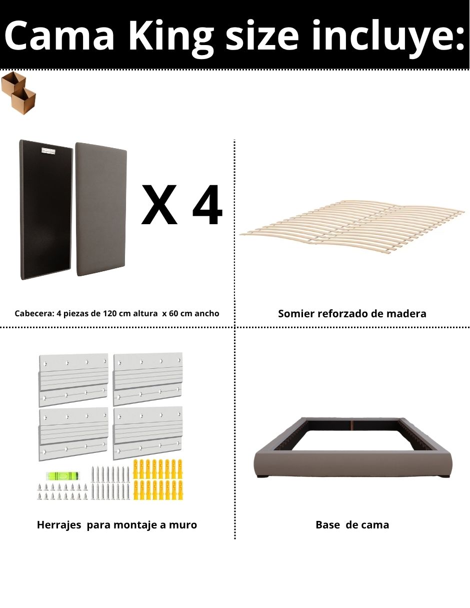 Cama King Size MODERN LUXURY HOLLAND VELVET 120 x 60. Tapiceria de Calidad Superior,  Reforzado con angulos de Acero