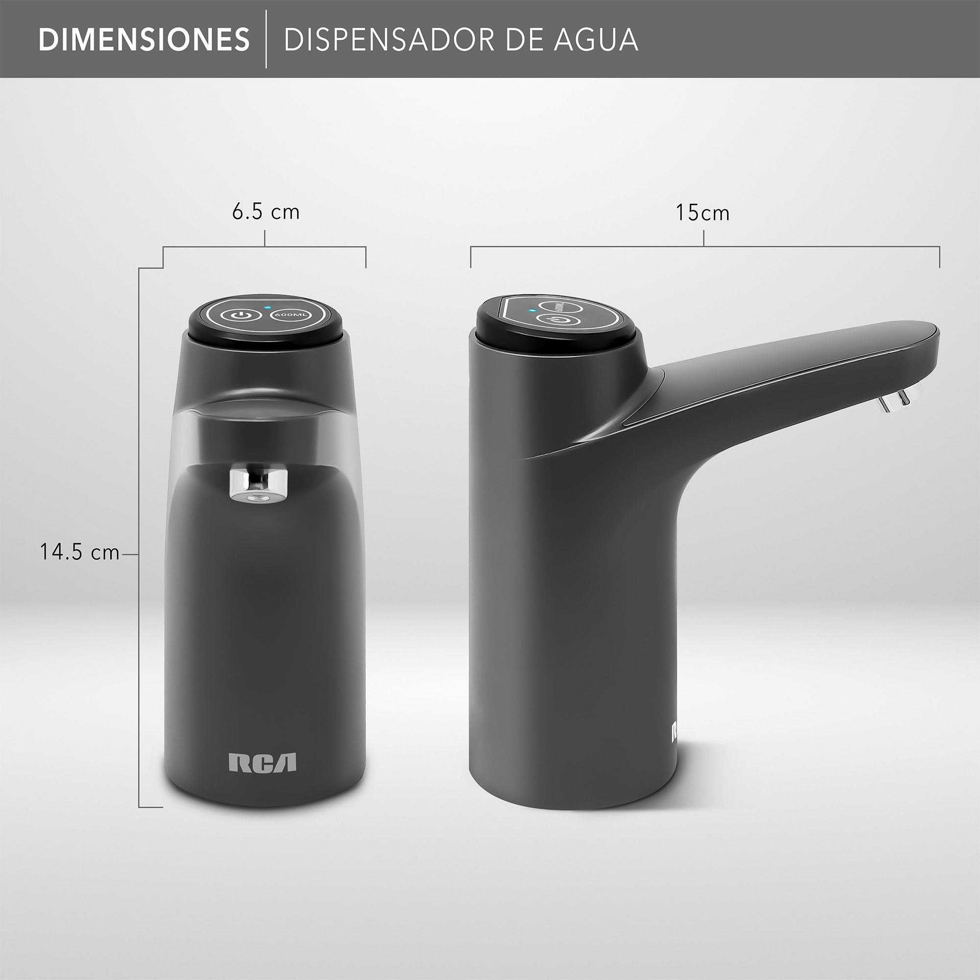 RCA Dispensador de Agua RC-WD2 Eléctrico, Compatible con Garrafón, Función de 600 ml.