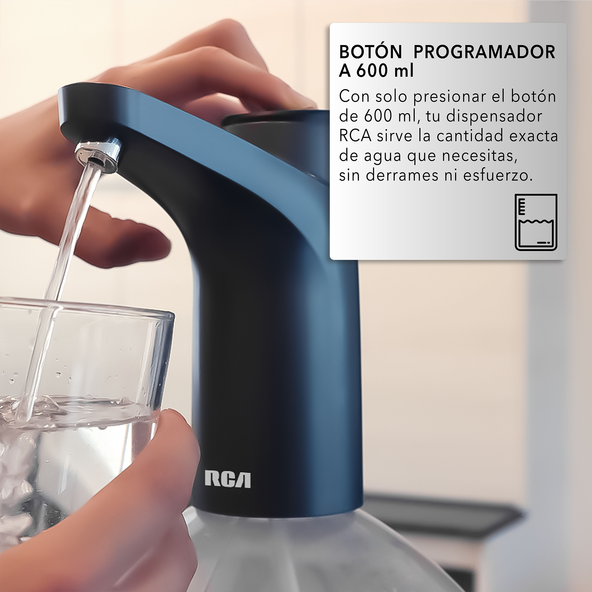 RCA Dispensador de Agua RC-WD2 Eléctrico, Compatible con Garrafón, Función de 600 ml.