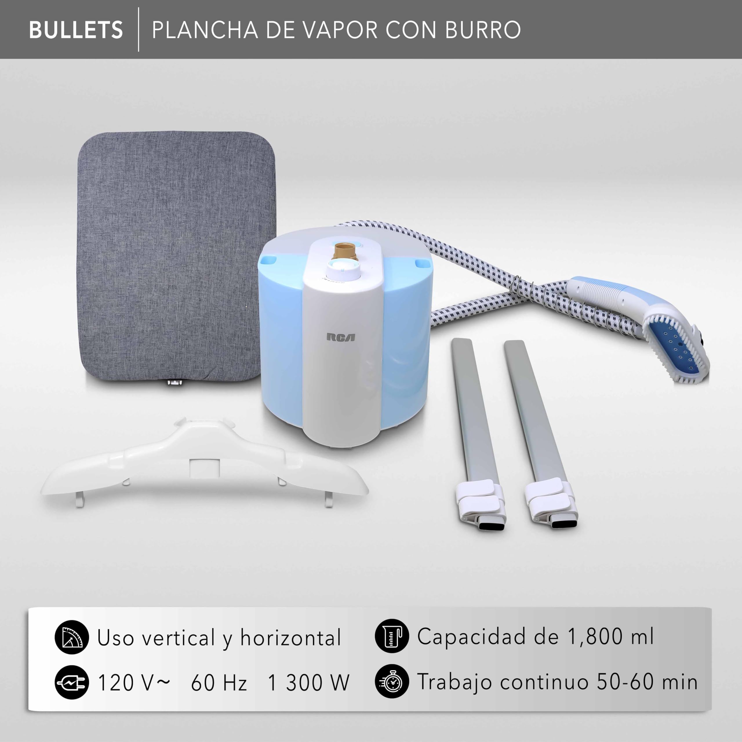 RCA Plancha de Vapor Vertical con Burro RC-932, Capacidad 1800 ml.