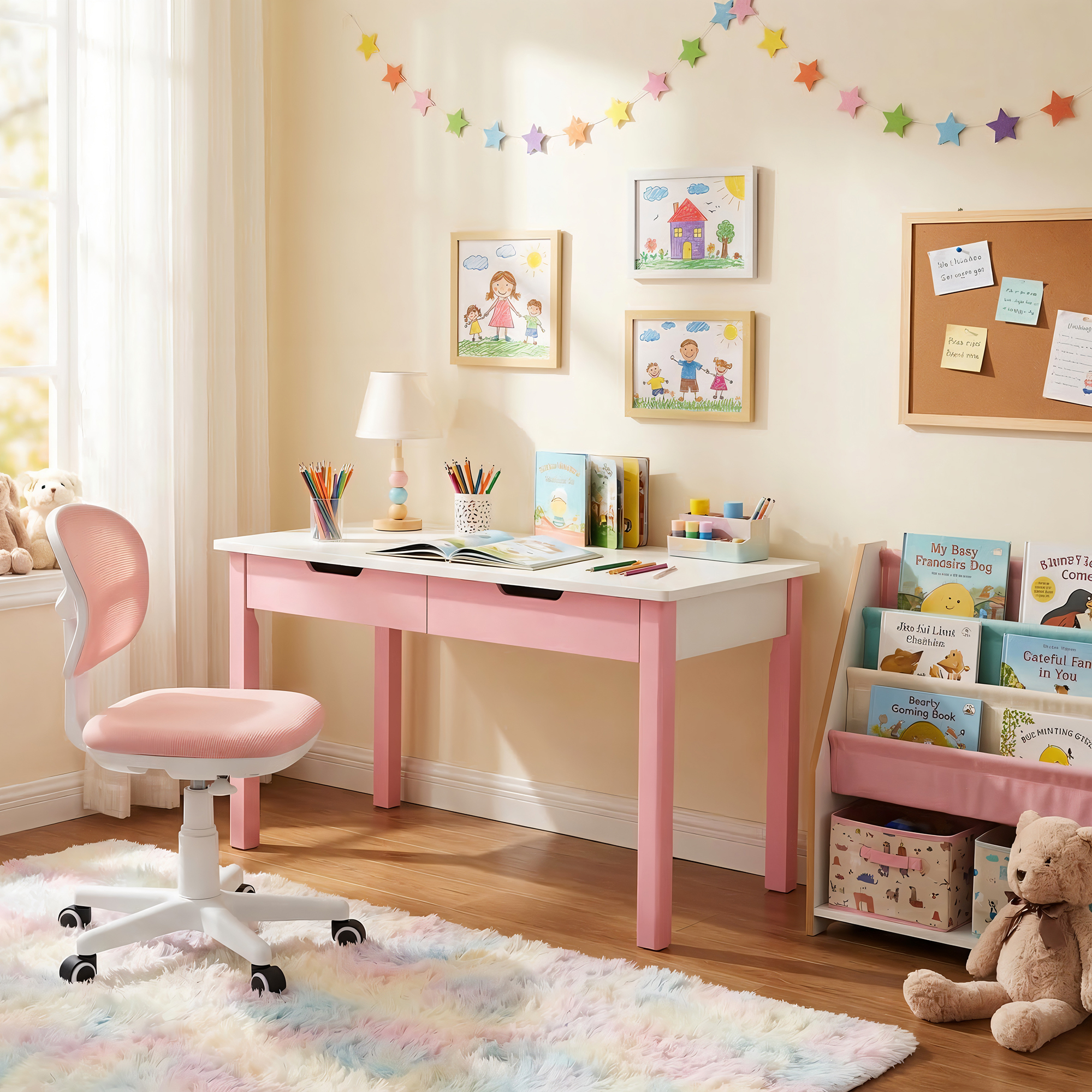  Silla de Estudio Ajustable para niños Rosado