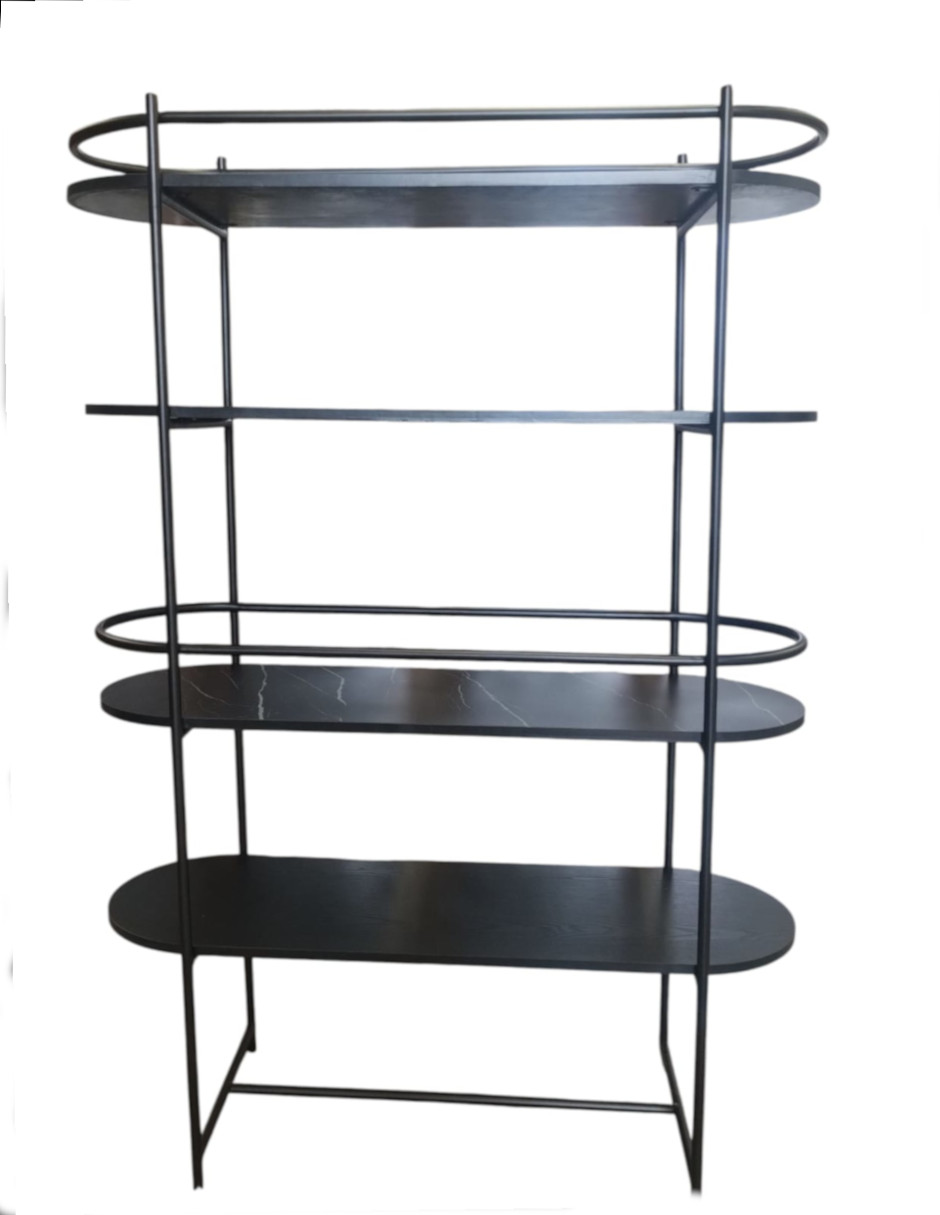 Librero Etér Génova con Repisas Ovaladas de Melamina Mate y Estructura Metálica