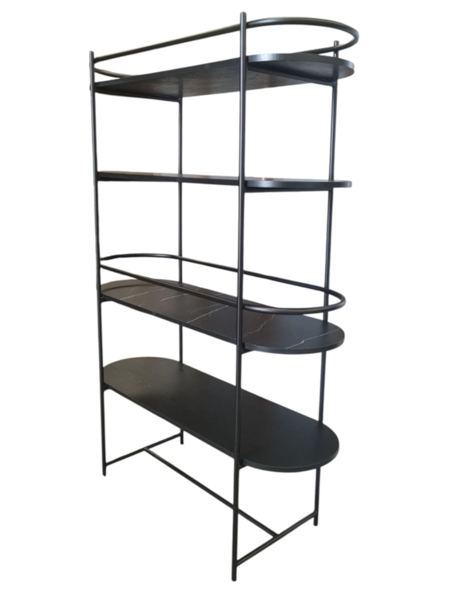 Librero Etér Génova con Repisas Ovaladas de Melamina Mate y Estructura Metálica