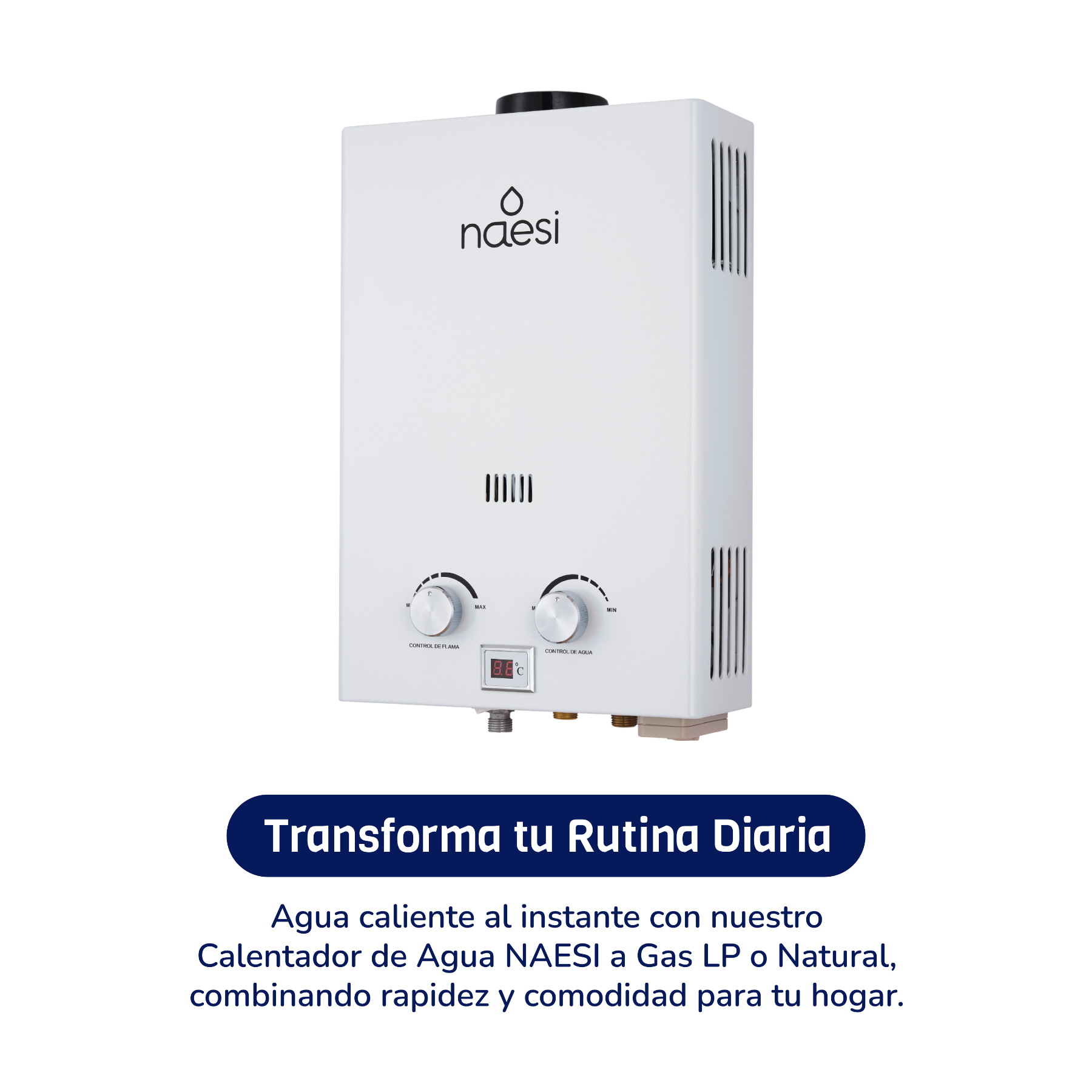 Calentador de Agua de Paso Naesi 6 L/m GAS LP Naesi