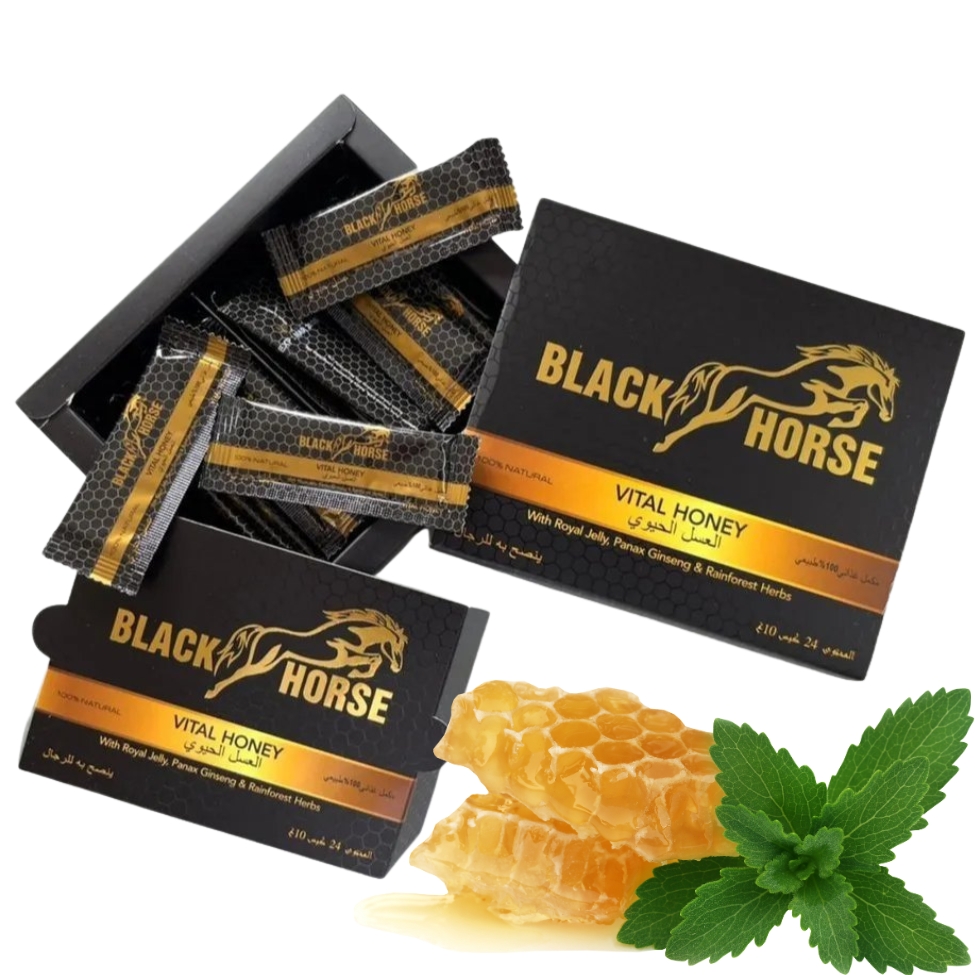 Black Horse Miel 10g Potencia Premium Vital Honey  24 Sobres