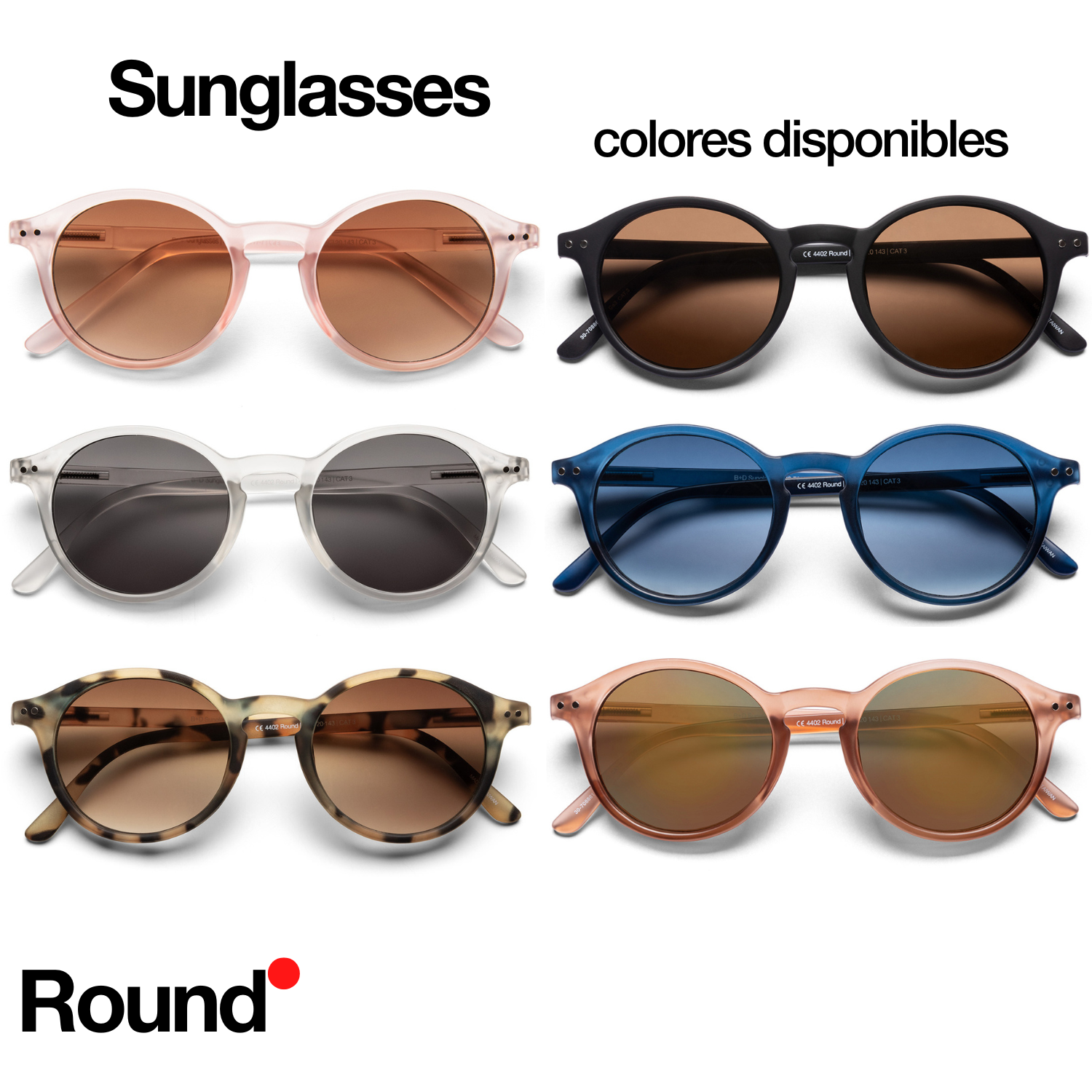 Lentes de Sol B+D Round Solskin Unisex Proteccion UV400