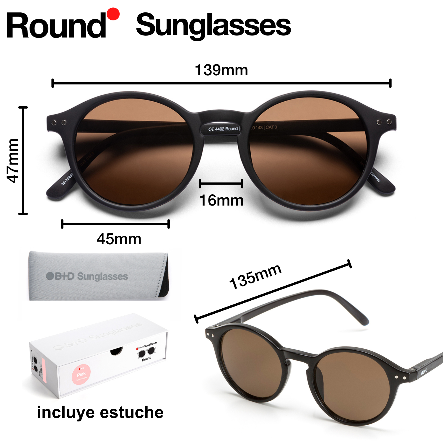 Lentes de Sol B+D Round Solskin Unisex Proteccion UV400