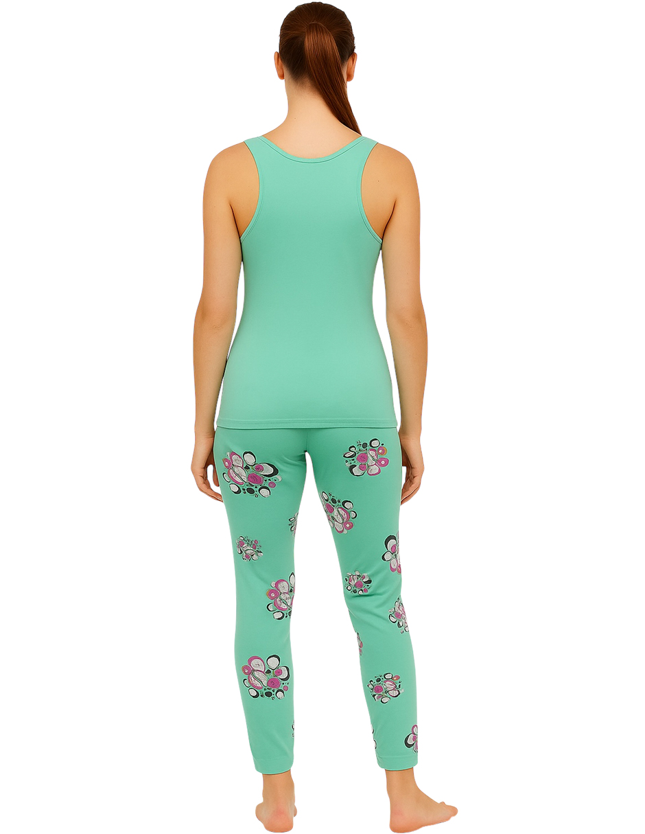 Pijama de Algodón para Mujer Set de Camiseta y Capri.