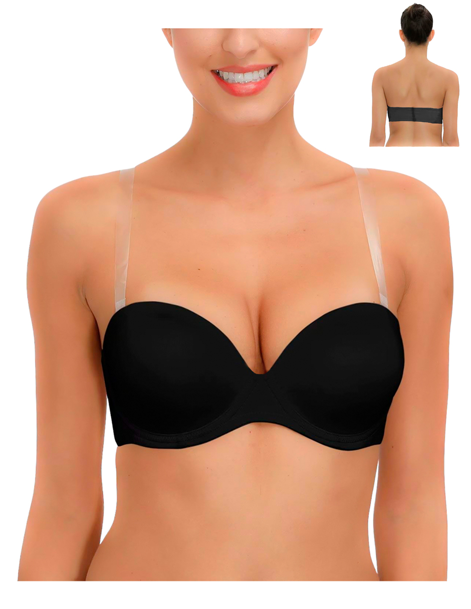 Paquete de 3 Brasier strapless con tirantes transparentes 