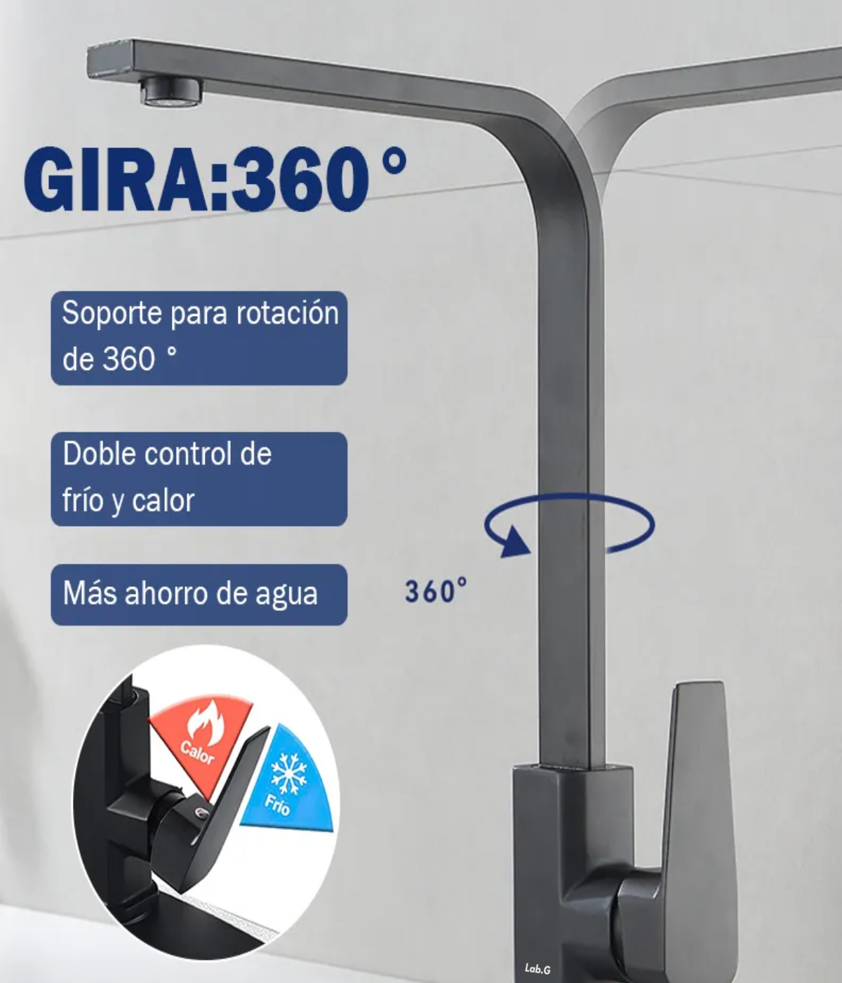 Llave Mezcladora Para Fregadero Grifo Monomando Cocina Color Negro