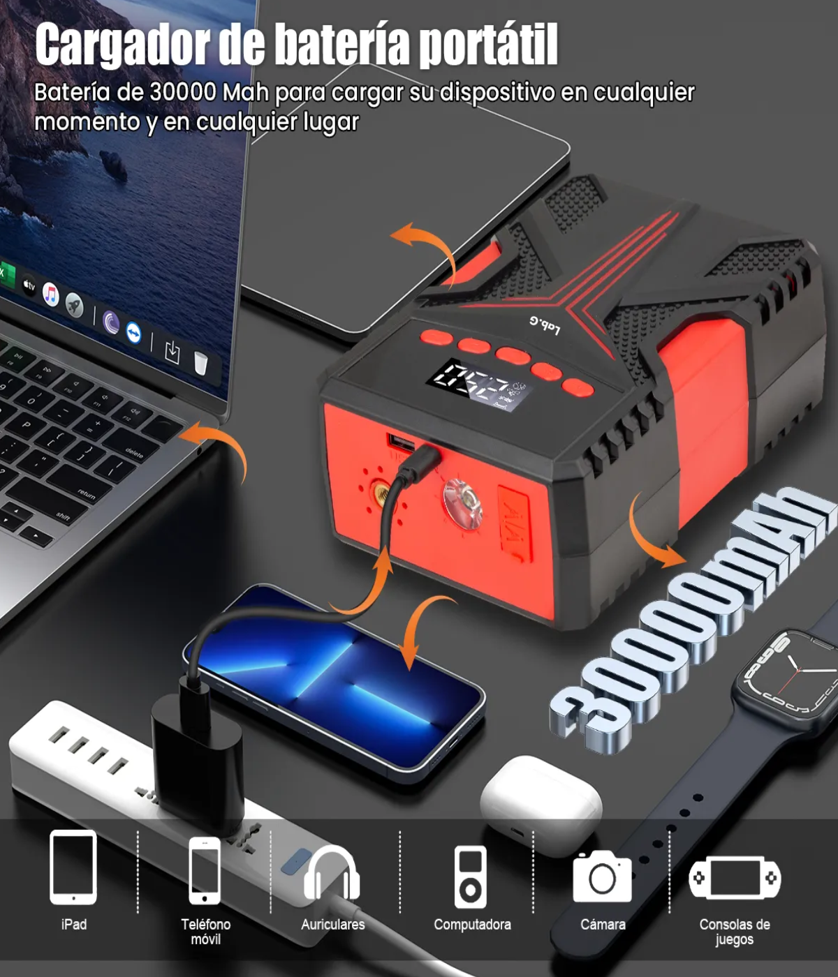 Arrancador Auto Cargador De Baterías Automotriz 8000a | Envío gratis
