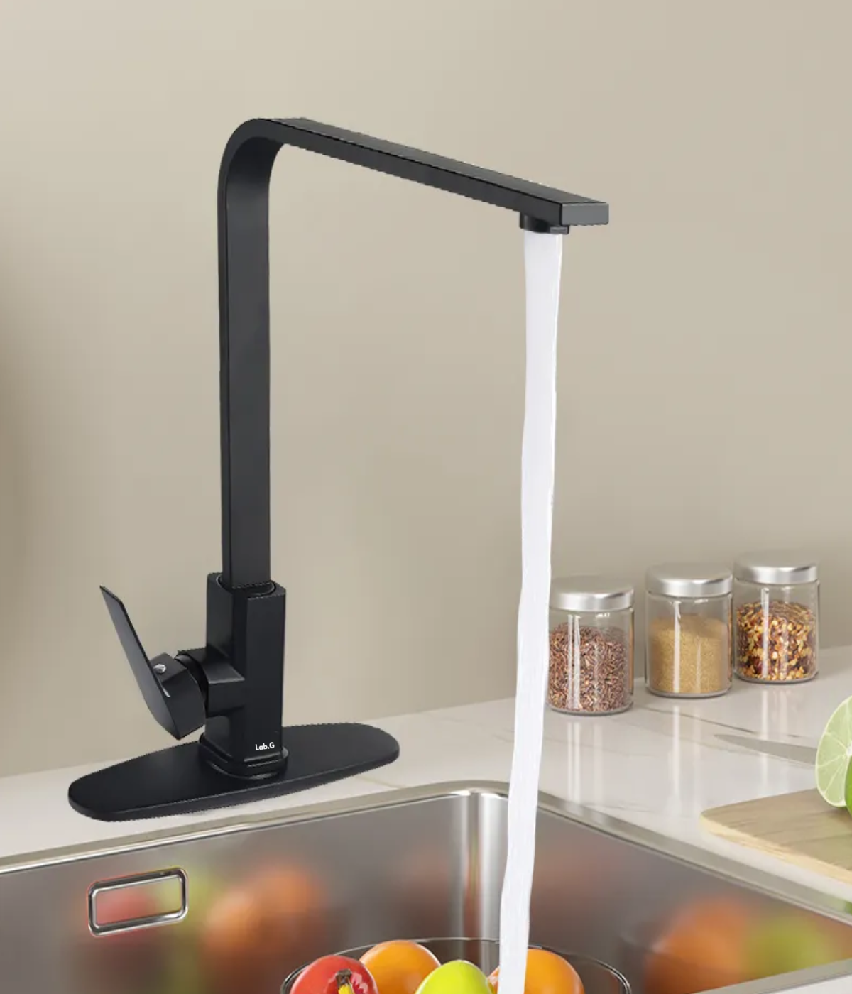 Llave Mezcladora Para Fregadero Grifo Monomando Cocina Color Negro