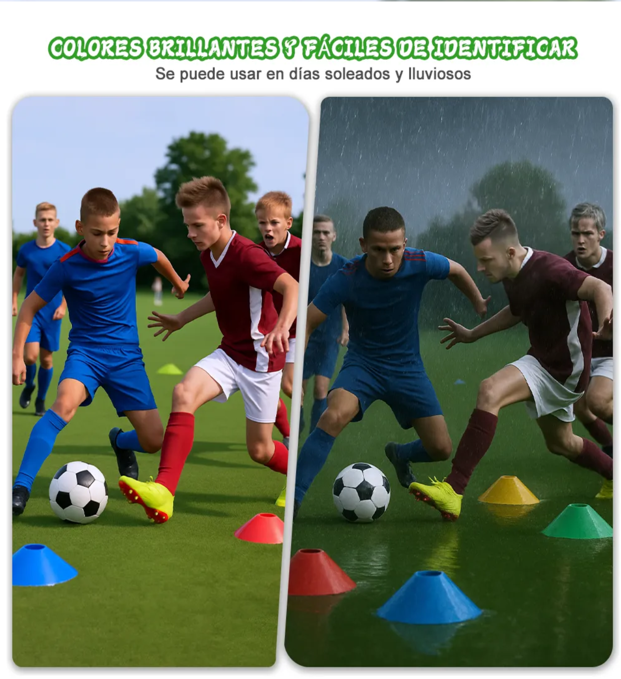 Pack 50 Conos Entrenamiento Futbol Agilidad + Porta Platos, multicolor