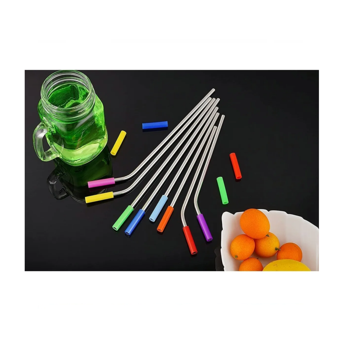 Set Popotes Acero Inoxidable Con Silicona Y Cepillos 37 Pzs