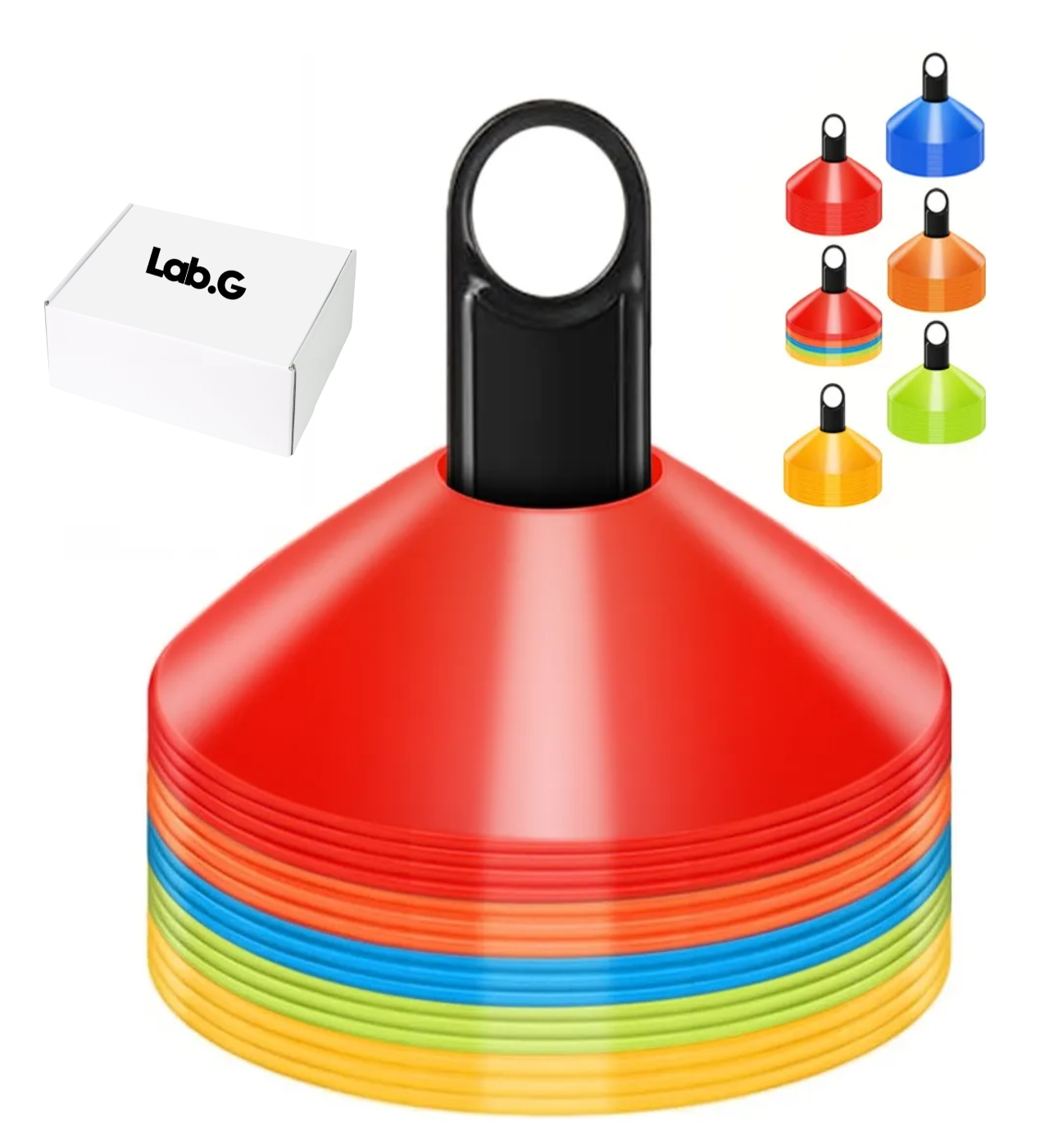 Pack 50 Conos Entrenamiento Futbol Agilidad + Porta Platos, multicolor