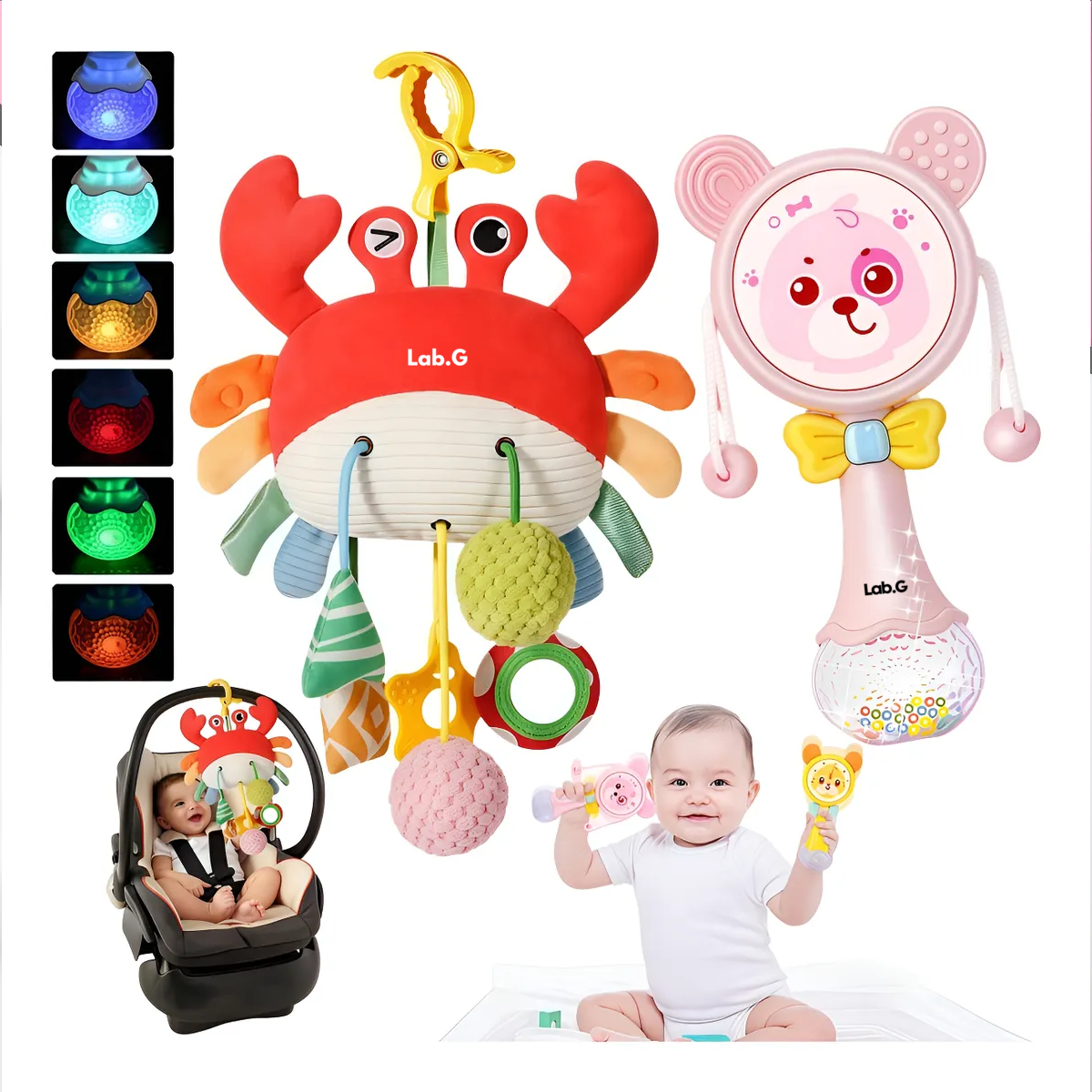 Sonajas Para Bebe Juguete Estimulación Temprana Rojo y Rosa