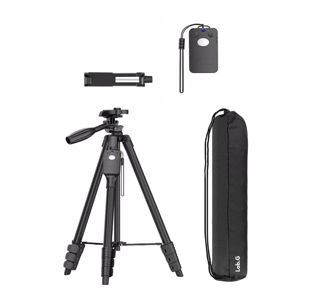 Tripie Para Cámara Y Celular Con Control Remoto negro