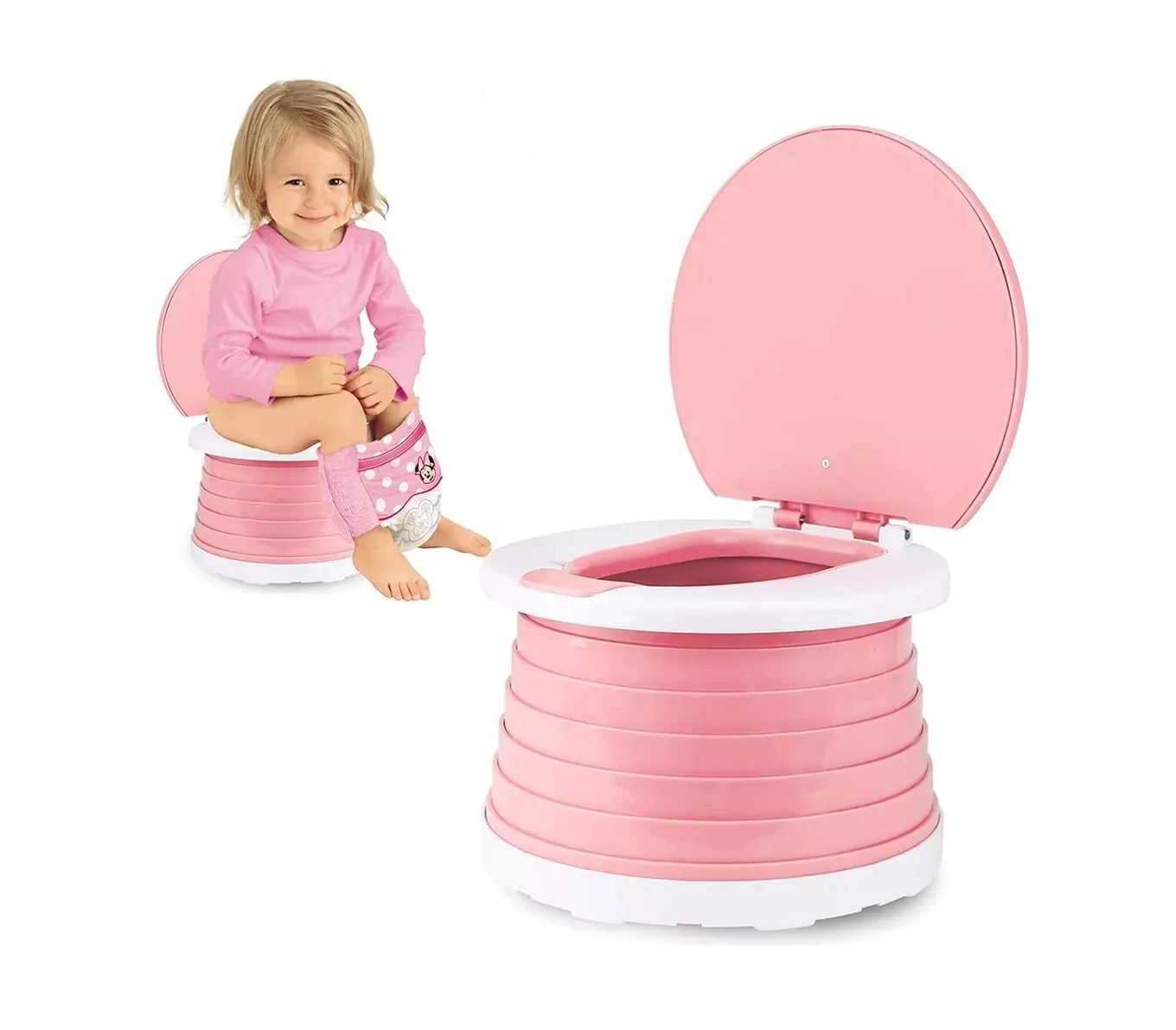 Inodoro Portátil Orinal Plegable Para Niños, Rosa