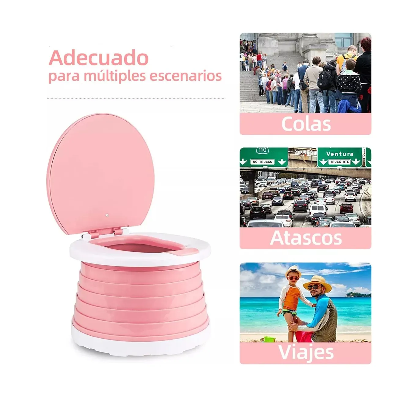 Inodoro Portátil Orinal Plegable Para Niños, Rosa