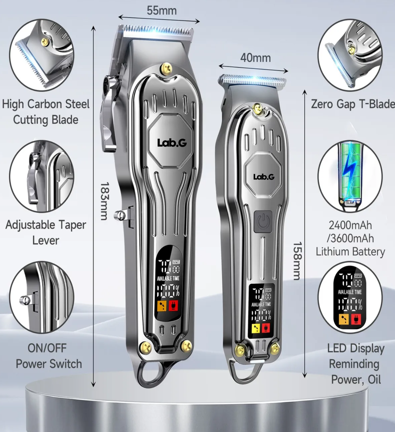 Cortadoras De Cabello Metálico Kit De Máquina De Cortar Pelo Plateado