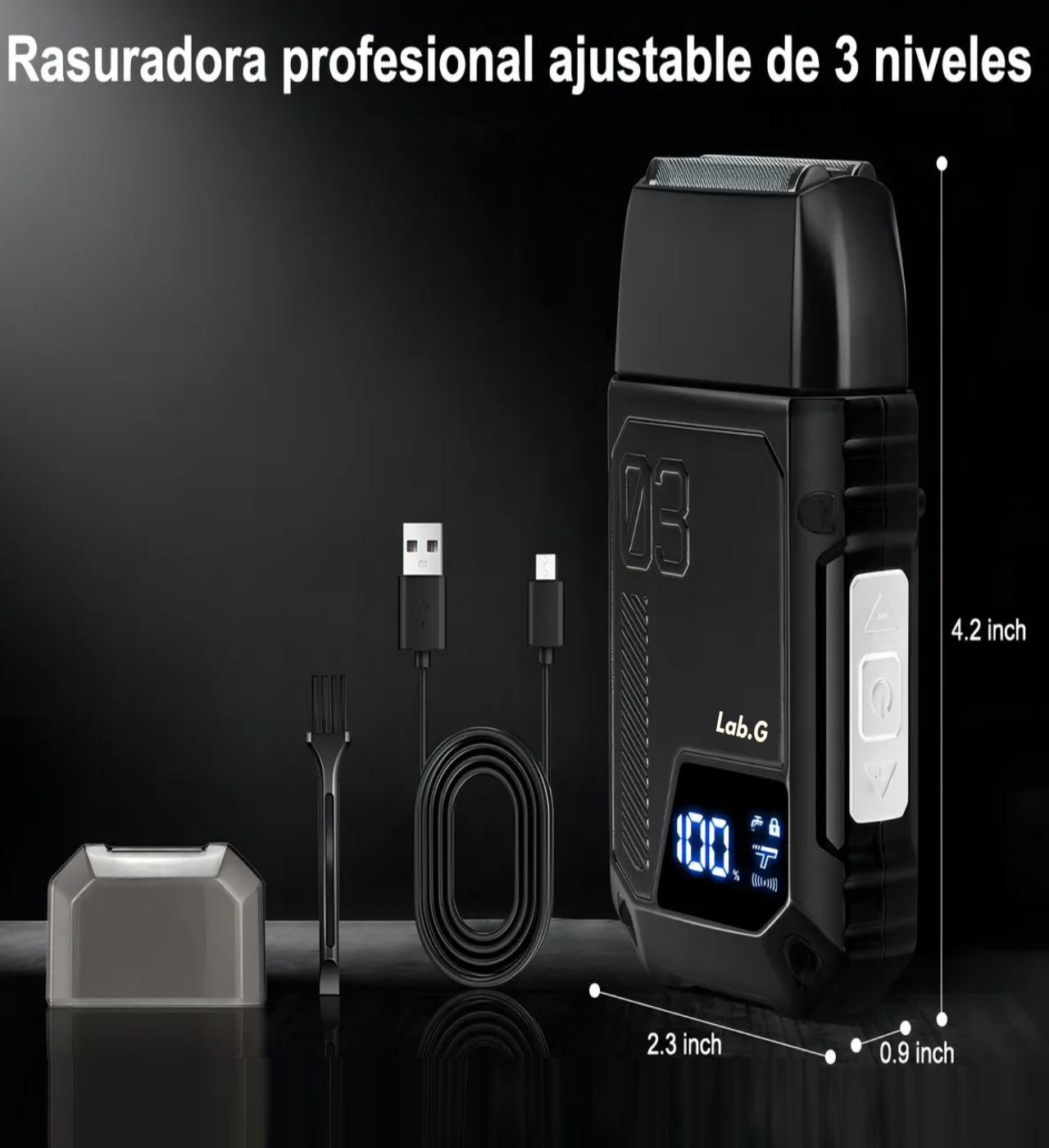 Rasuradora Electrica Barba Afeitadora 3 Niveles Inalambrica negra