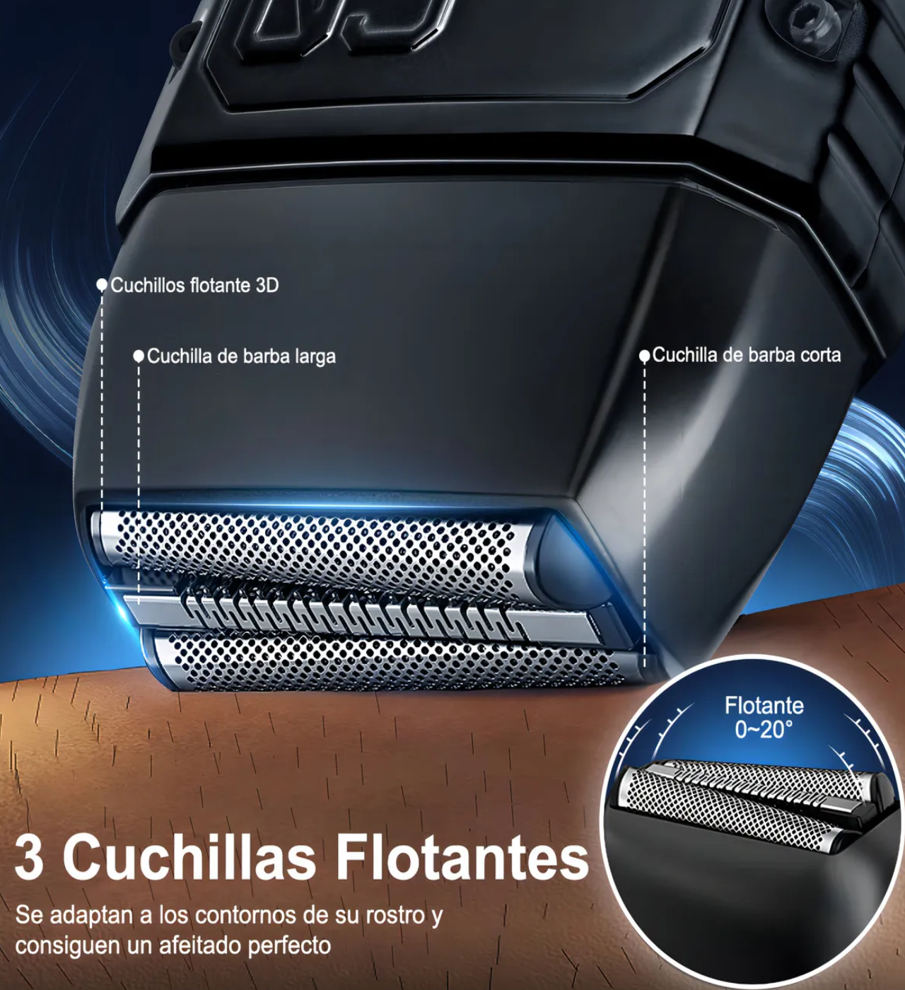 Rasuradora Electrica Barba Afeitadora 3 Niveles Inalambrica negra