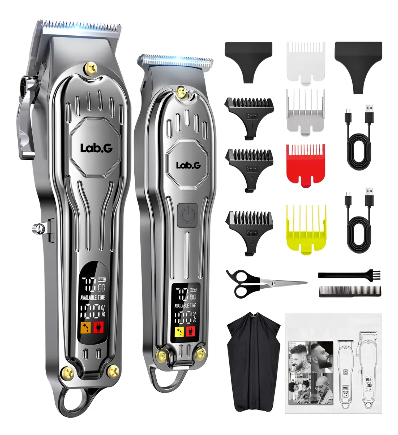 Cortadoras De Cabello Metálico Kit De Máquina De Cortar Pelo Plateado