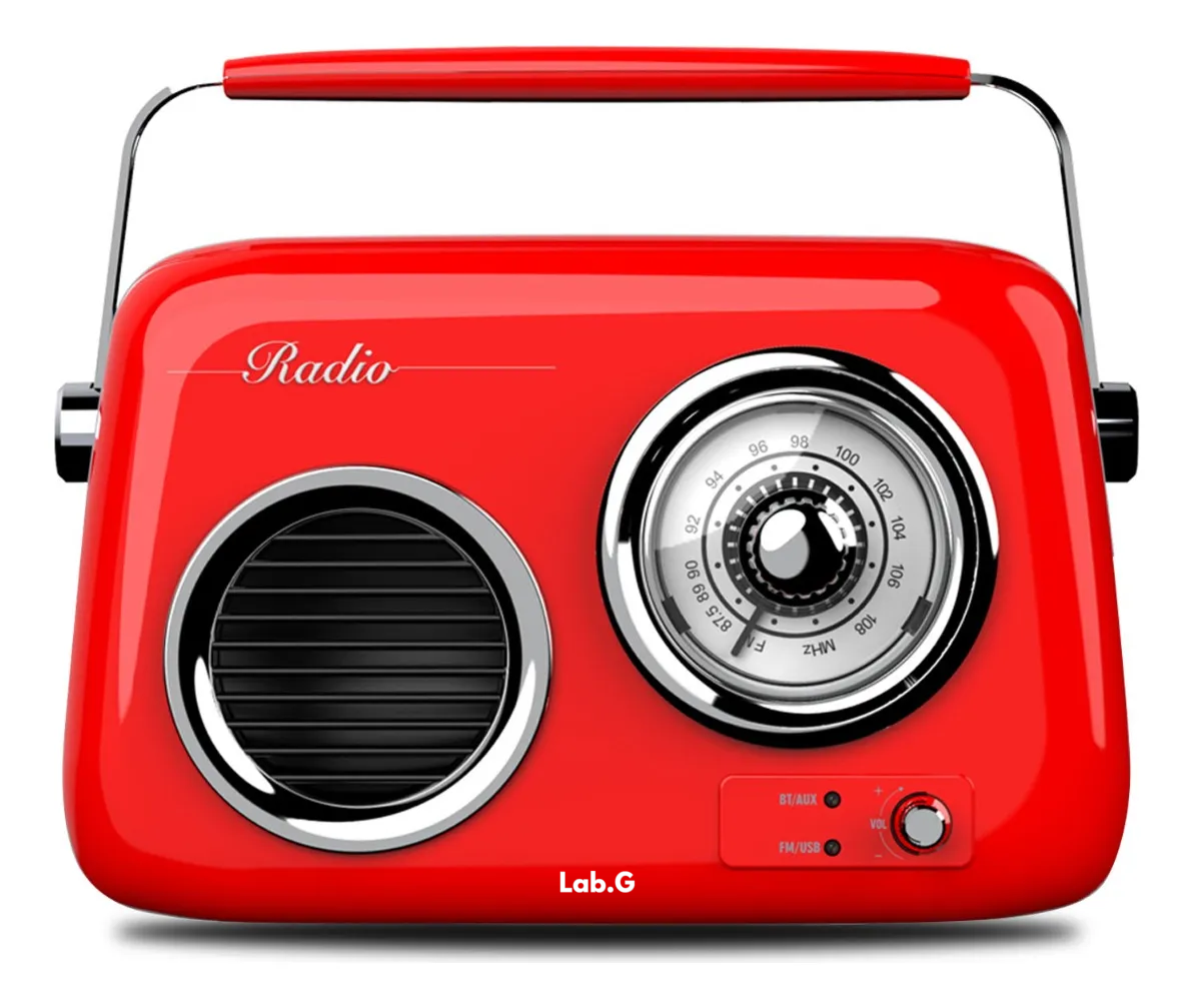 Radio Retro Portátil Vintage Recargable Bluetooth  Rojo