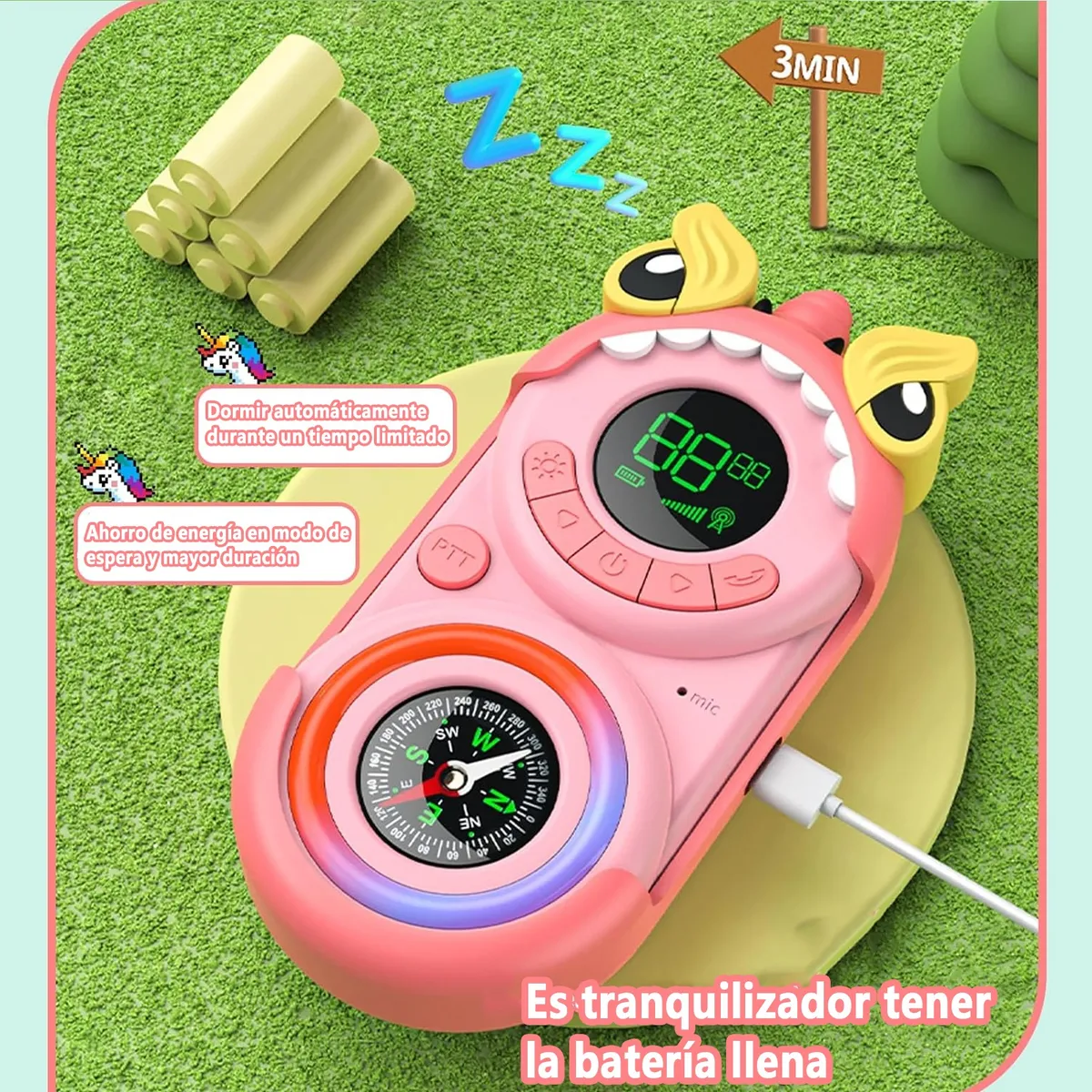 "Radios Walkie Talkies Para Niños Carga Usb Y Brújula 2piezas "