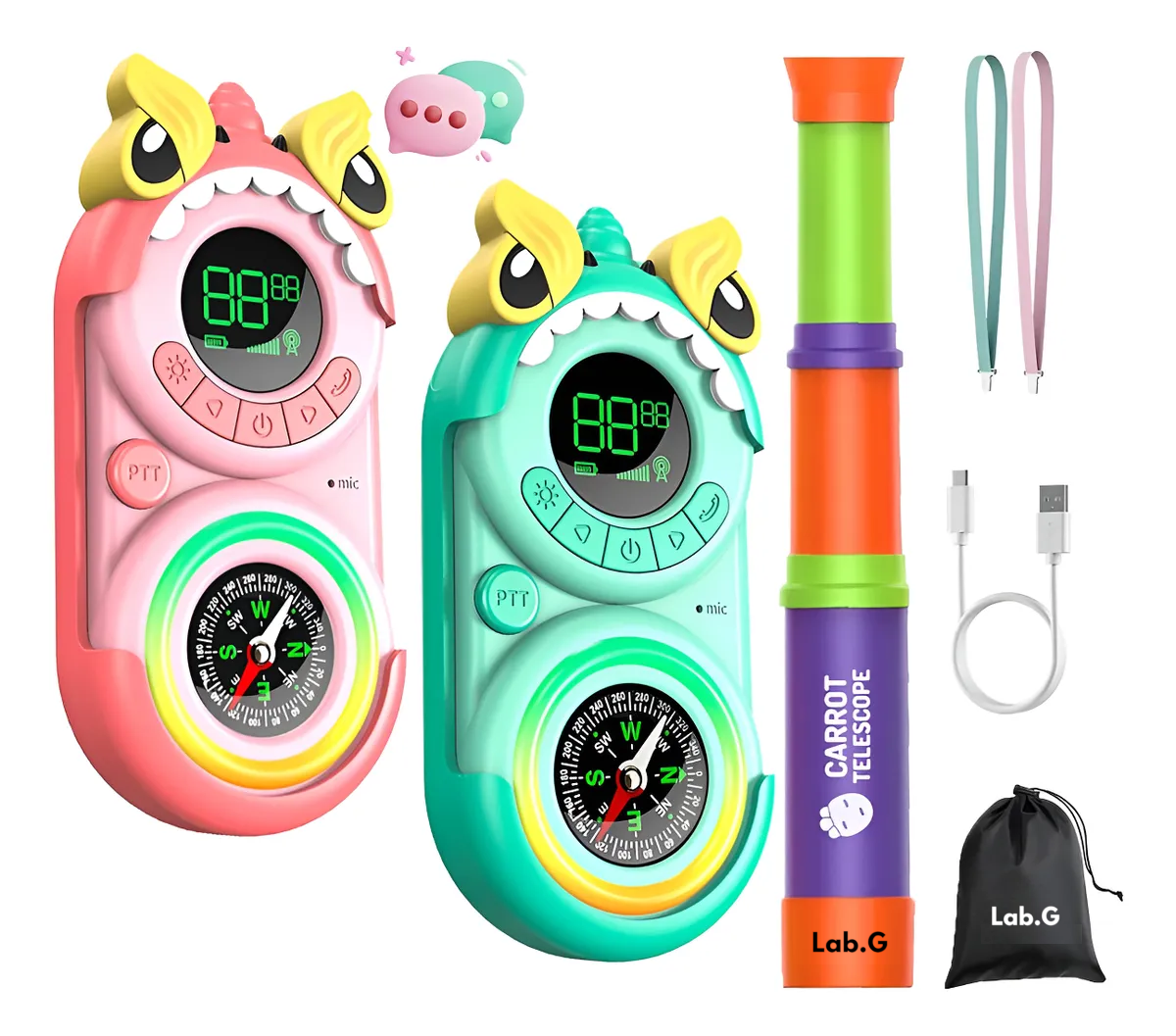 "Radios Walkie Talkies Para Niños Carga Usb Y Brújula 2piezas "