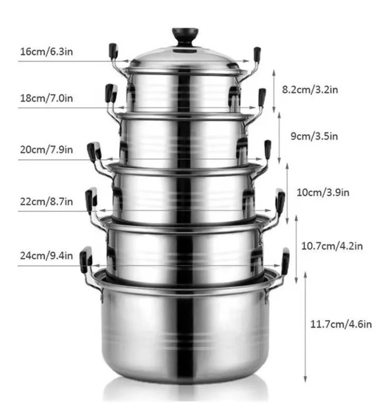 "Juego De Ollas Gruesas De Cinco Piezas Con Bandeja Para Cocina "