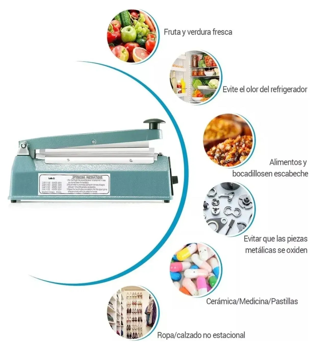 Sellador De Bolsas Máquina De Selladora Térmico 20cm 450w verde