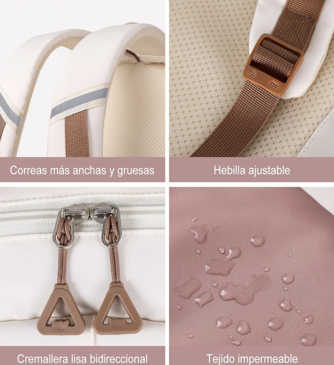 Mochila Escolar Viaje Para Laptop Set De 3 Piezas Marron Beige